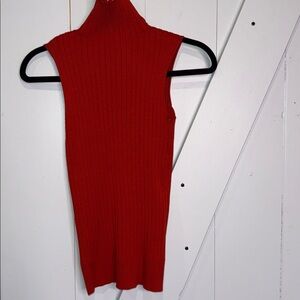 Red Sleeveless Ribbed Top